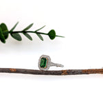 Abhi 14K Dual White Yellow Gold 0.96cts Tsavorite Diamond Ring | Emerald Cut 7x5mm