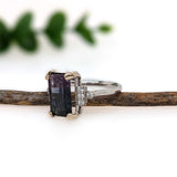 Tessa 14K White Gold Bi-Color Tourmaline Diamond Ring | Emerald Cut 12x8mm
