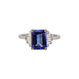 Ashi 14K White Gold Tanzanite Diamond Ring | Emerald Cut 9x7mm