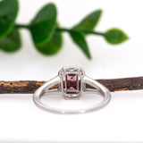 Navika 14K White Gold Pink Tourmaline Diamonds Ring | EM 6x4mm