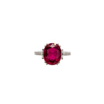Renu 14K White Gold 5.8cts Madagascar Ruby Diamond Ring | Oval 10.3x7mm