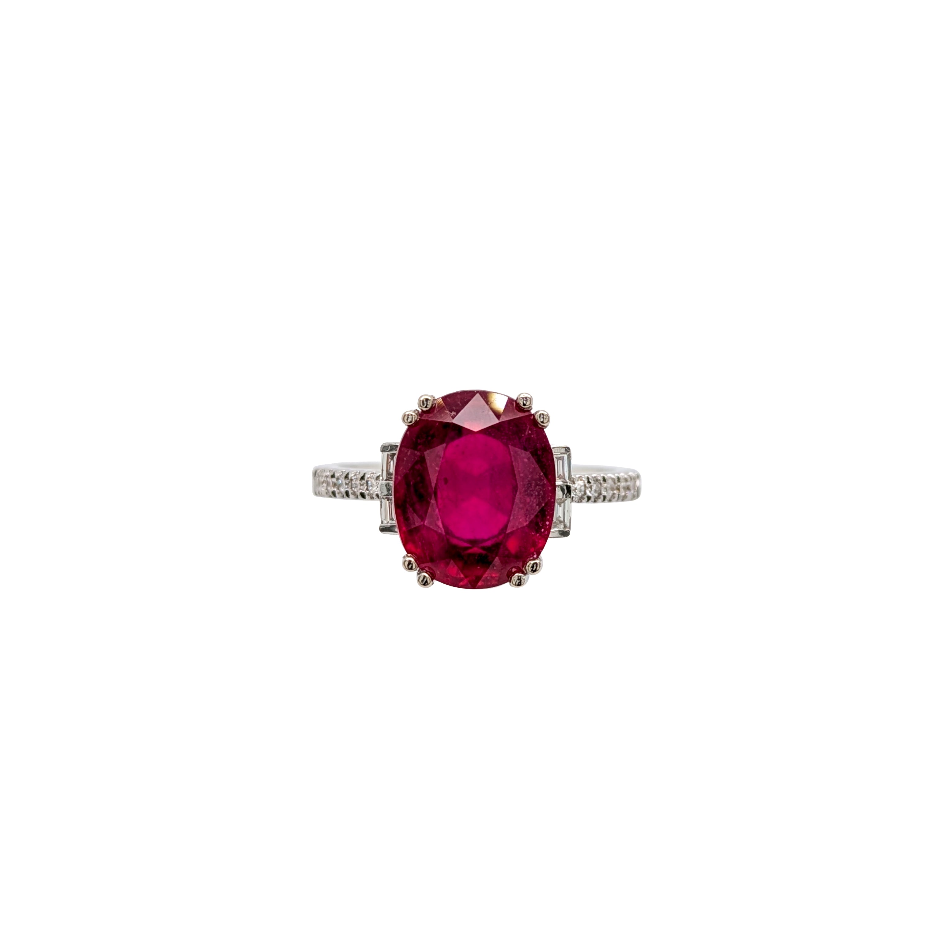 Renu 14K White Gold 5.8cts Madagascar Ruby Diamond Ring | Oval 10.3x7mm