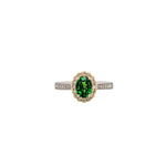 Lincy 14K Dual White Yellow Gold 0.96cts Rare Tsavorite Garnet Diamond Ring | Oval 7.2x5.4mm