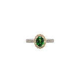 Lincy 14K Dual White Yellow Gold 0.96cts Rare Tsavorite Garnet Diamond Ring | Oval 7.2x5.4mm