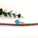 Zuri 14K Yellow Gold 2.1cts Swiss Blue Topaz Diamond Wedding Ring | Round 8mm