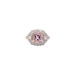Lara 14K Dual White Yellow Gold 2.97cts Cor de Rosa Morganite Diamond Ring | Cushion 9mm