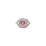 Lara 14K Dual White Yellow Gold 2.97cts Cor de Rosa Morganite Diamond Ring | Cushion 9mm