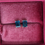 London Topaz Emerald Cut Solitaire Stud Earrings | 6x4mm 7x5mm 8x6mm 9x7mm 10x8mm