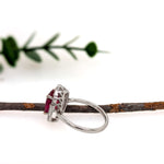 Nitya 14K White Gold 5.08cts Madagascar Ruby Diamond Ring | Oval 11x9mm