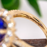 Rani 14K Yellow Gold 4.96cts AAA Deluxe Tanzanite Diamond Ring | Oval Shape 14x10mm