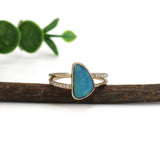 Mabel Australian Boulder Opal Ring with Natural Diamond Accents: 14K Solid Gold