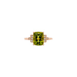 Jessica 14K Yellow Gold 2.64cts Peridot Diamond Ring |  Cushion 9x7mm