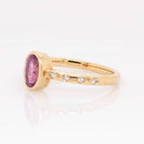 Vivia 14k Solid Gold Pink Sapphire Ring with Natural Diamonds Accents | Oval 7x5mm