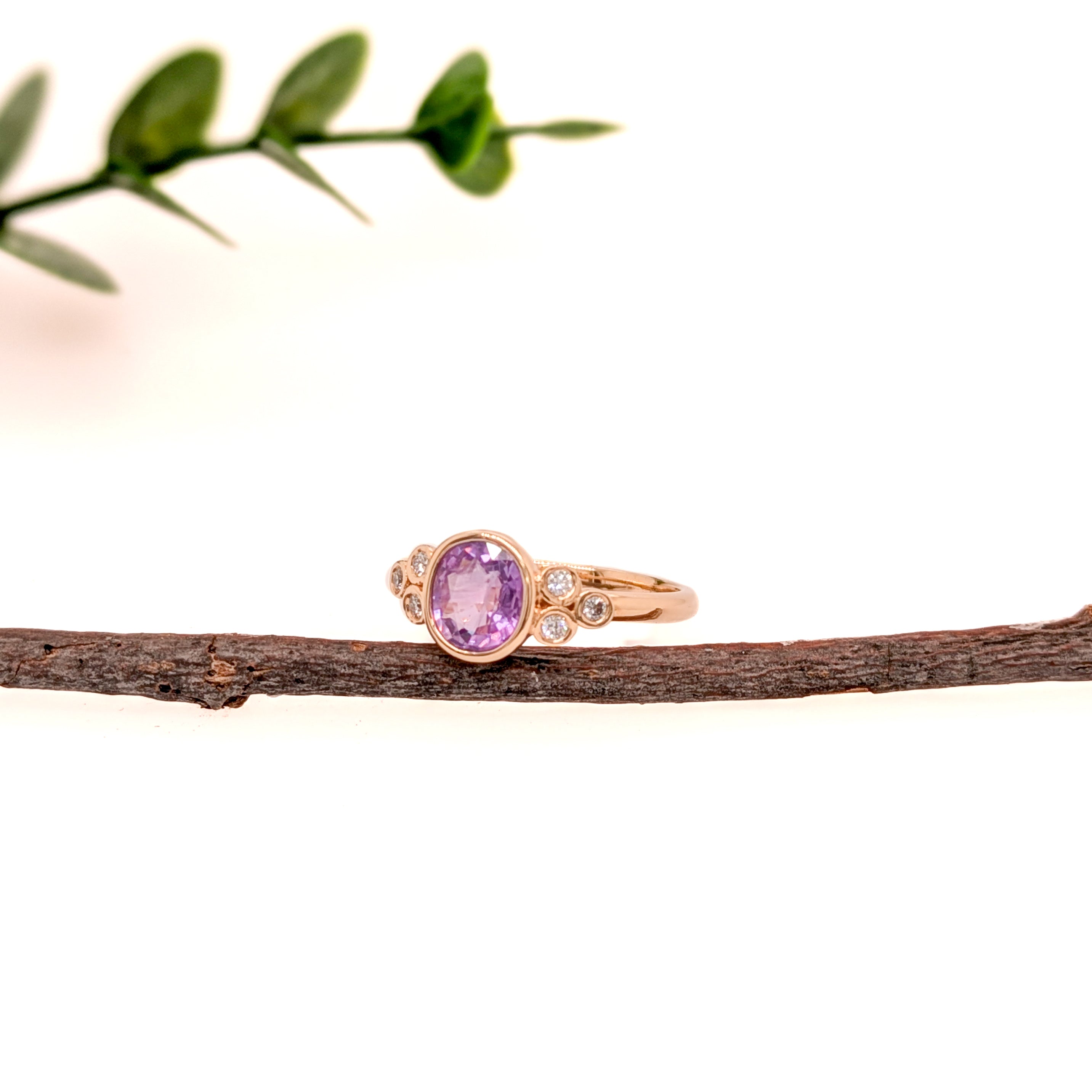 virgo 14k yellow gold 1.26cts purple sapphire diamond ring | oval 7x6mm