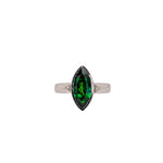 Saksha 14K White Gold 2.84cts Tsavorite Diamond Engagement Ring | Marquise 14X6.5mm