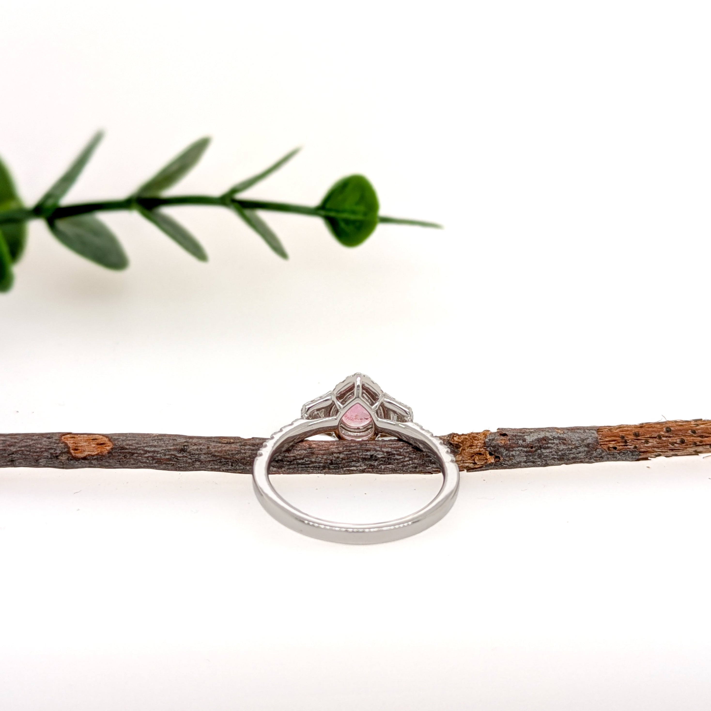 Samira 14K White Gold 0.575cts Padparadscha Sapphire Diamond Ring | Pear Shape 6x4.6mm