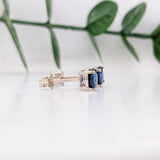Four Prong Round Blue Sapphire Solitaire Stud Earrings | 3mm 4mm 5mm 6mm 7mm 8mm