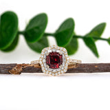 Gauri 14K Yellow and White Gold Rhodolite Garnet Diamond Ring