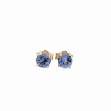Four Prong Round Tanzanite Solitaire Stud Earrings | Round 3mm 4mm 5mm 6mm 7mm 8mm