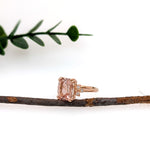 Tenu 14K Rose Gold 4.16cts Morganite Diamond Ring | Cushion 11x9mm