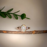 1.25ct Ethiopian Opal Ring w Diamond Accents in Solid 14K Yellow Gold | OV 9x7mm