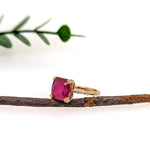 Bhavna 14K Yellow Gold 4.9cts Madagascar Ruby Diamond Ring | Emerald Cut 9mm