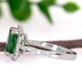 Alka 14K White Gold 2.59cts Indicolite Tourmaline Diamond Ring | Emerald Cut 9x7mm