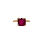 Bhavna 14K Yellow Gold 4.9cts Madagascar Ruby Diamond Ring | Emerald Cut 9mm