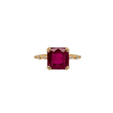 Bhavna 14K Yellow Gold 4.9cts Madagascar Ruby Diamond Ring | Emerald Cut 9mm