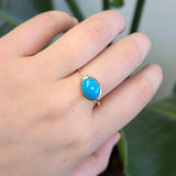 Amaris 14k Solid Gold Sleeping Beauty Turquoise Ring with Natural Diamond Accents | Oval 10x8mm