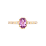 Vivia 14k Solid Gold Pink Sapphire Ring with Natural Diamonds Accents | Oval 7x5mm