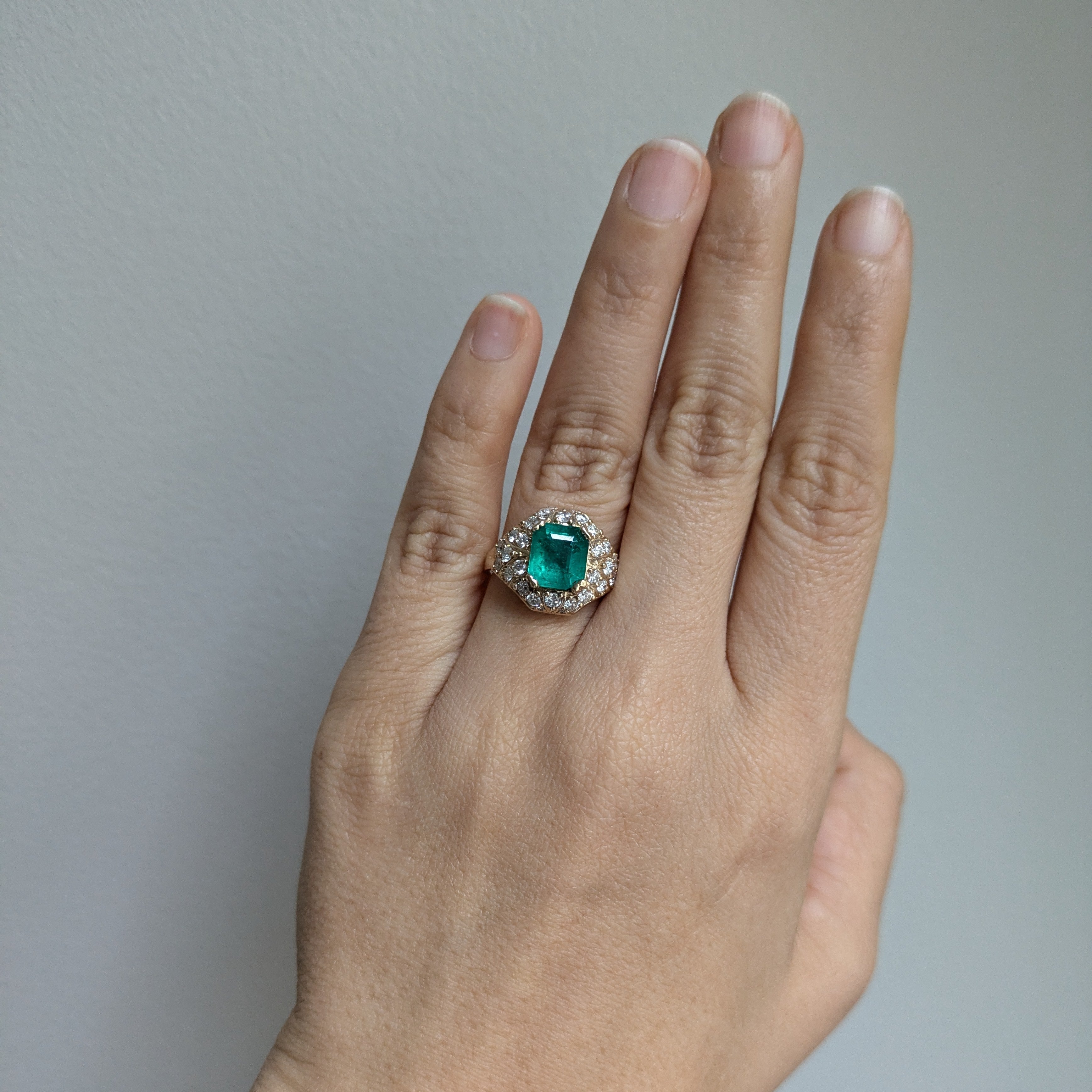 gia certified 2.00cts colombian emerald ring w earth mined diamonds in solid 14k gold | emerald cut 9x7mm