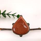Goldstone Ring in Solid Silver | Pear Shape | Statement Ring | Bezel Setting