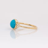 Amaris 14k Solid Gold Sleeping Beauty Turquoise Ring with Natural Diamond Accents | Oval 10x8mm