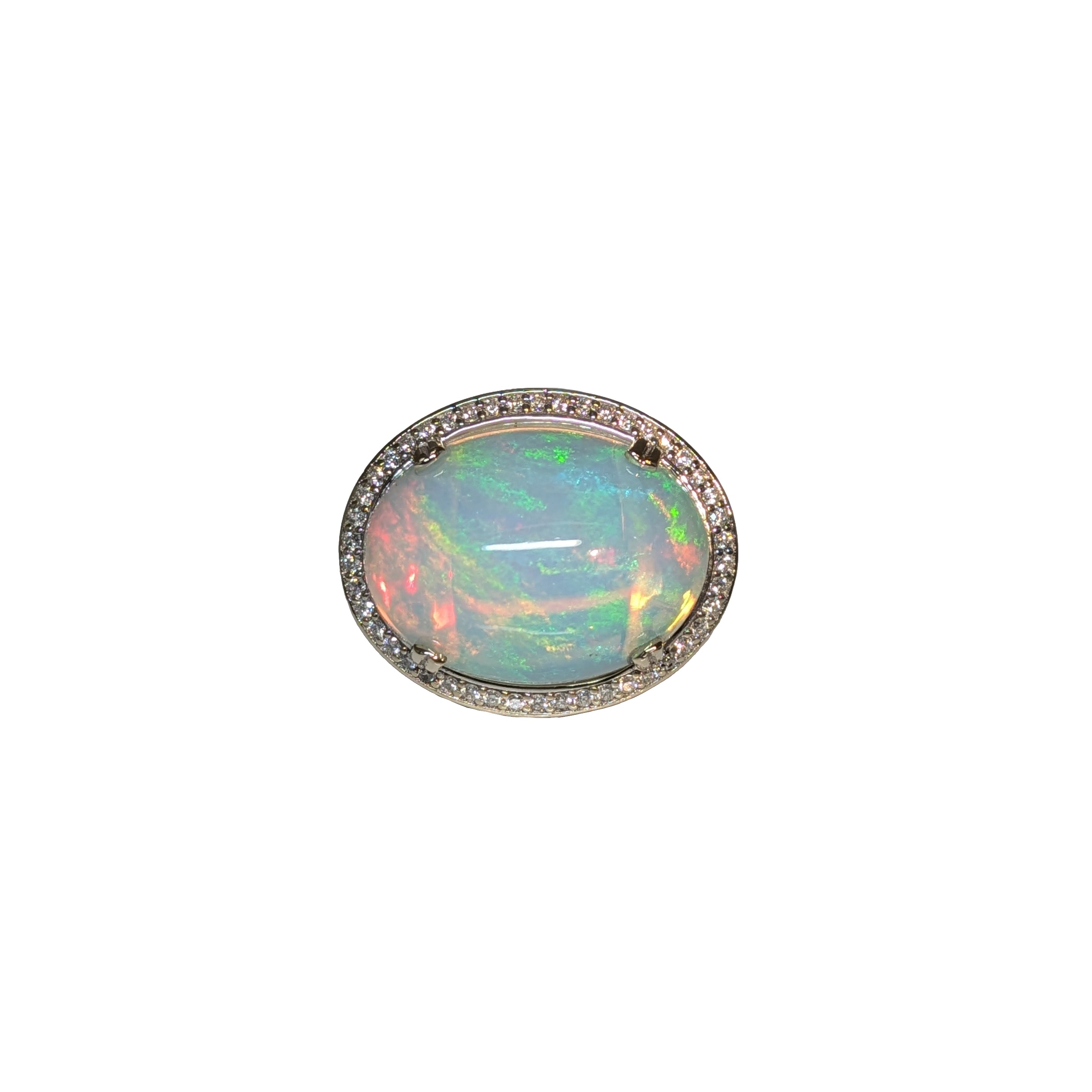 Sasha 14K White Gold 9.43cts Opal Diamond Ring | Oval 20x15mm