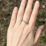 Contour 14k Solid Gold Band w Bezel Emerald Accents | Green Gemstone Ring | Stackable Ring | May Birthstone
