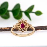 Sona 14K Yellow Gold Mozambique Ruby Diamond Ring | Oval 7x5mm