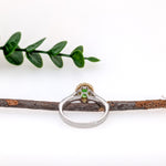 Lincy 14K Dual White Yellow Gold 0.96cts Rare Tsavorite Garnet Diamond Ring | Oval 7.2x5.4mm