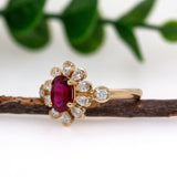 Sona 14K Yellow Gold Mozambique Ruby Diamond Ring | Oval 7x5mm