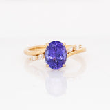Ziya 14k Solid Gold Tanzanite Ring with Natural Diamond Accents | Oval 9x7mm