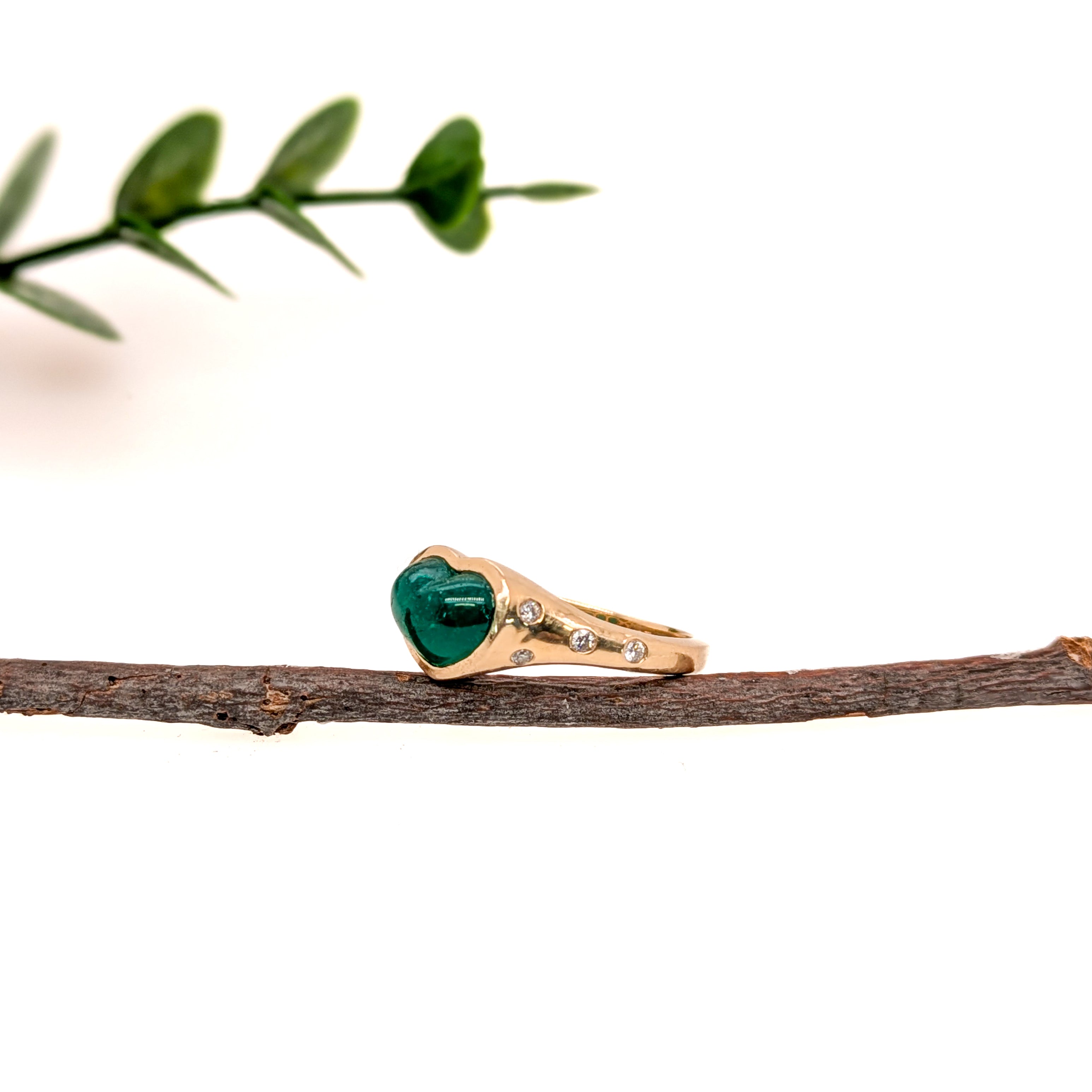 Yemi 14K Yellow Gold 2.32cts Emerald Diamond Promise Ring | Emerald - 9.4x7.3x5.3mm