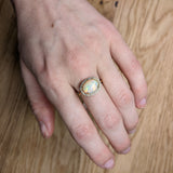 Angel 14K Yellow Gold 2.64cts Opal Diamond Ring | Oval 12X9mm