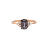 Emma 14K Rose Gold Madagascar Grey Spinel Diamond Ring | Cushion Shape 8x4.5mm