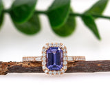 Meera 14K Rose Gold Tanzanite Diamond Ring | EM 7x5mm