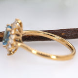 Yashi 14K Yellow Gold Aquamarine Diamond Ring | Oval Shape 7x5mm
