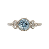 Anika 14K White Gold Brazilian Aquamarine Diamond Ring | Round 6.5mm