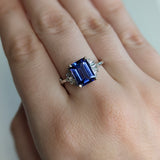 Ashi 14K White Gold Tanzanite Diamond Ring | Emerald Cut 9x7mm