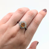 Previously Loved AGL Certified No Heat 2cts Orange Sapphire Diamond Ring | Oval 8x6mm