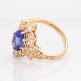 Ishira 14k Solid Gold Tanzanite Ring with Natural Diamonds Accents | Oval 9x7mm