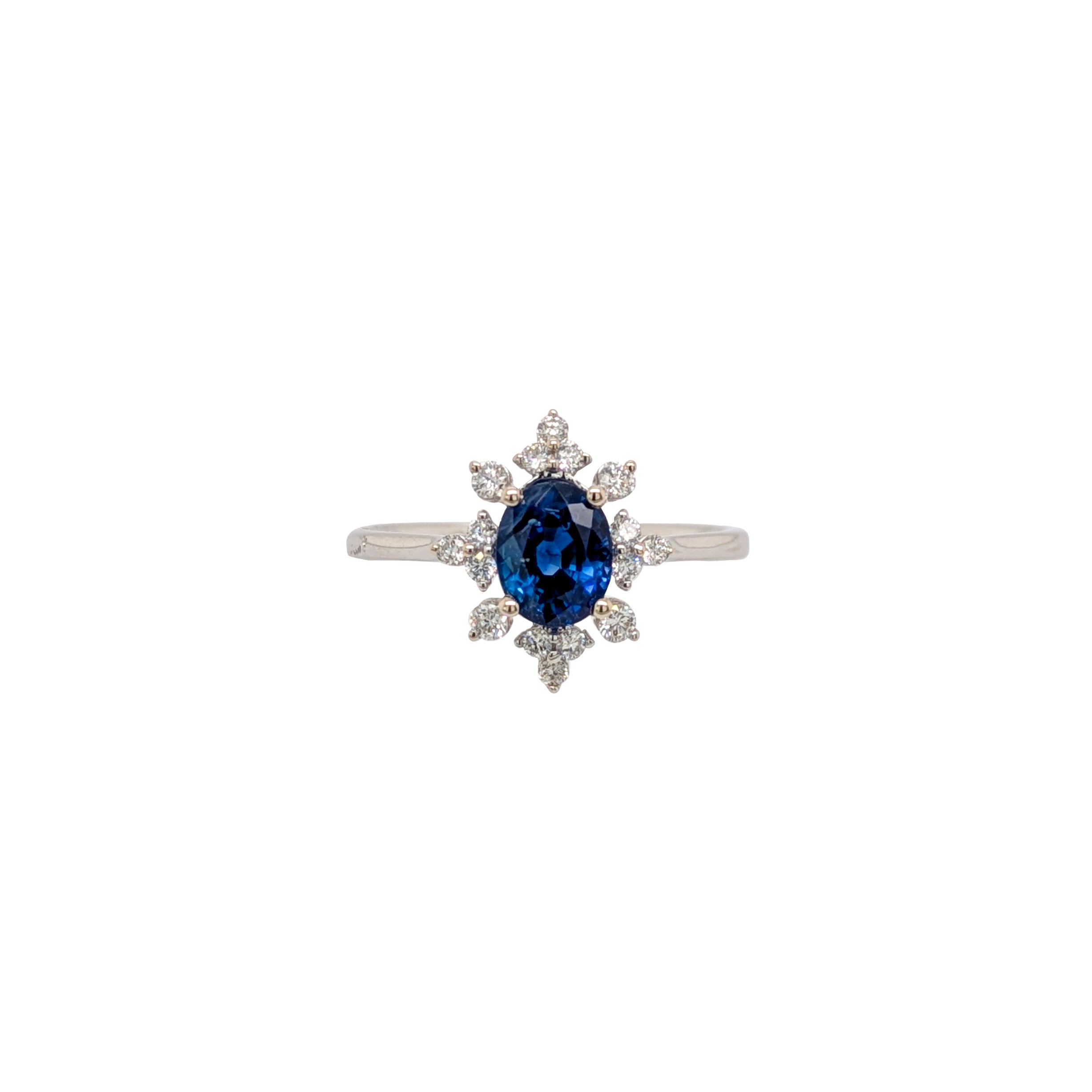 Manisha 14K White Gold 1.29cts Ceylon Sapphire Diamond Ring | Oval 7x5mm